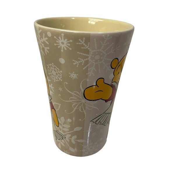 Vintage Disney Winnie The Pooh Cup Mug Snowflake 14oz Tall Latte 5.25" Porcelain - Picture 2 of 7